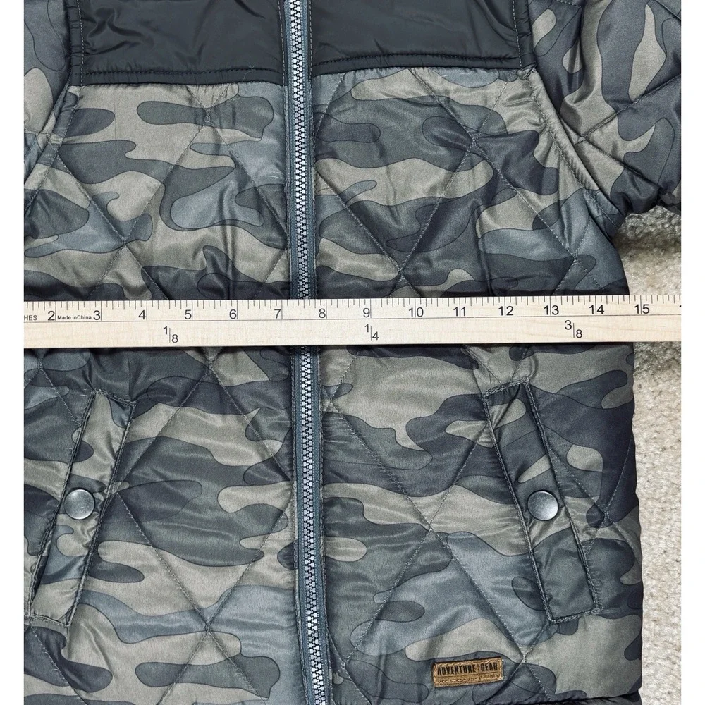 Carters Toddler Boys Camo Puffer Jacket Orange Lined Hooded Coat Green M 5/6 NWT